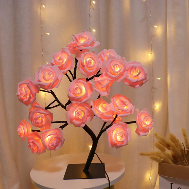LED Rose Flower Table Lamp - USB Fairy Lights for Christmas, Weddings, and Home Decor - Ideal Gift for Mother's Day