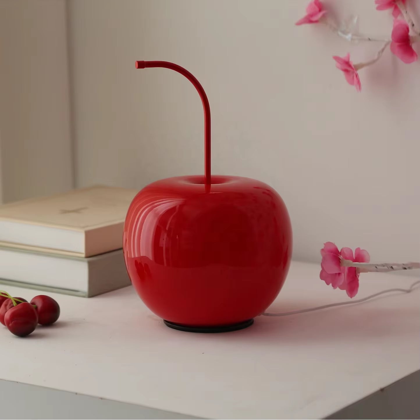 Cherry Home Decor Glass Lampshade Bedside Led Table Lamps Indoor Lighting