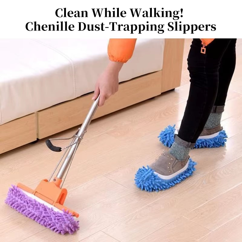 Chenille Dust Mop Slippers for Efficient Floor Cleaning and Dusting