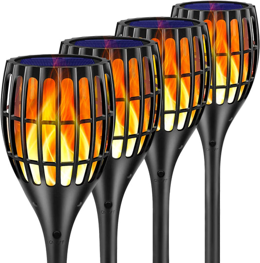 Outdoor Solar Torch Lights, 43" Flickering Flame Design, Waterproof Landscape Lighting with Dusk to Dawn Auto On/Off Feature, Ideal for Yard, Patio, and Driveway, 4-Pack