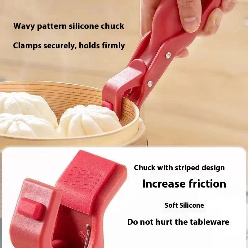 Silicone Anti-Scald Kitchen Clip - One-Handed Multi-Angle Clamp for Steaming, Bowls, and Plates