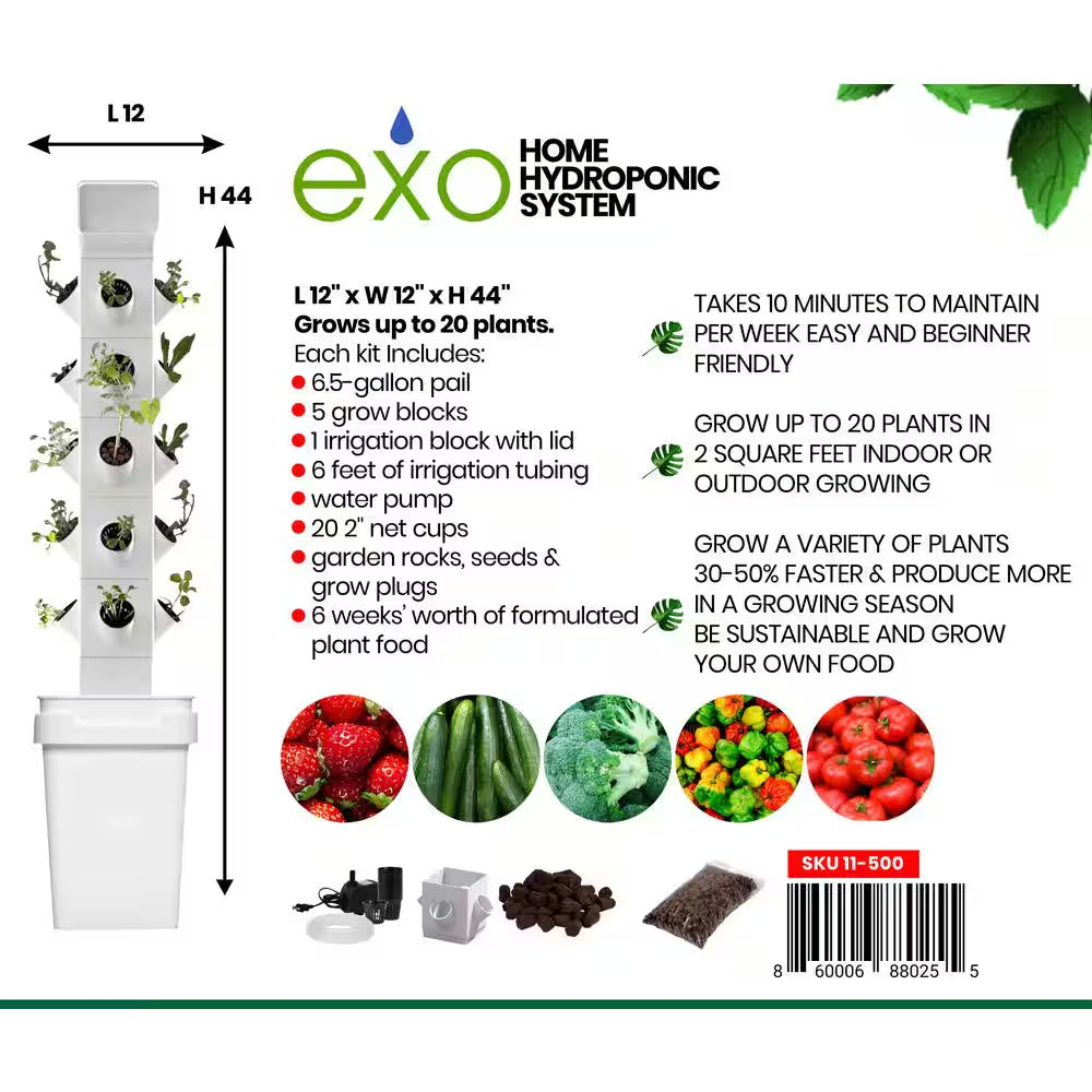Vertical Hydroponic Garden Tower System for Indoor and Outdoor Use