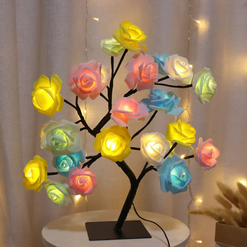LED Rose Flower Table Lamp - USB Fairy Lights for Christmas, Weddings, and Home Decor - Ideal Gift for Mother's Day