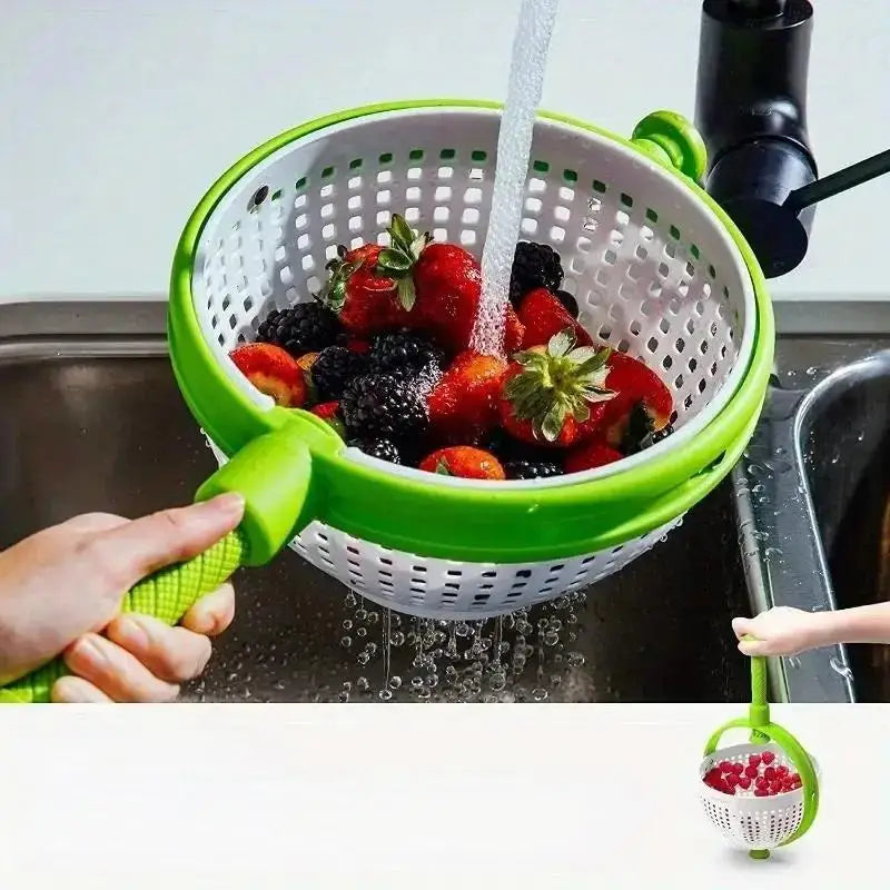 Professional Rotating Drainage Basket for Vegetable and Fruit Cleaning and Dehydration