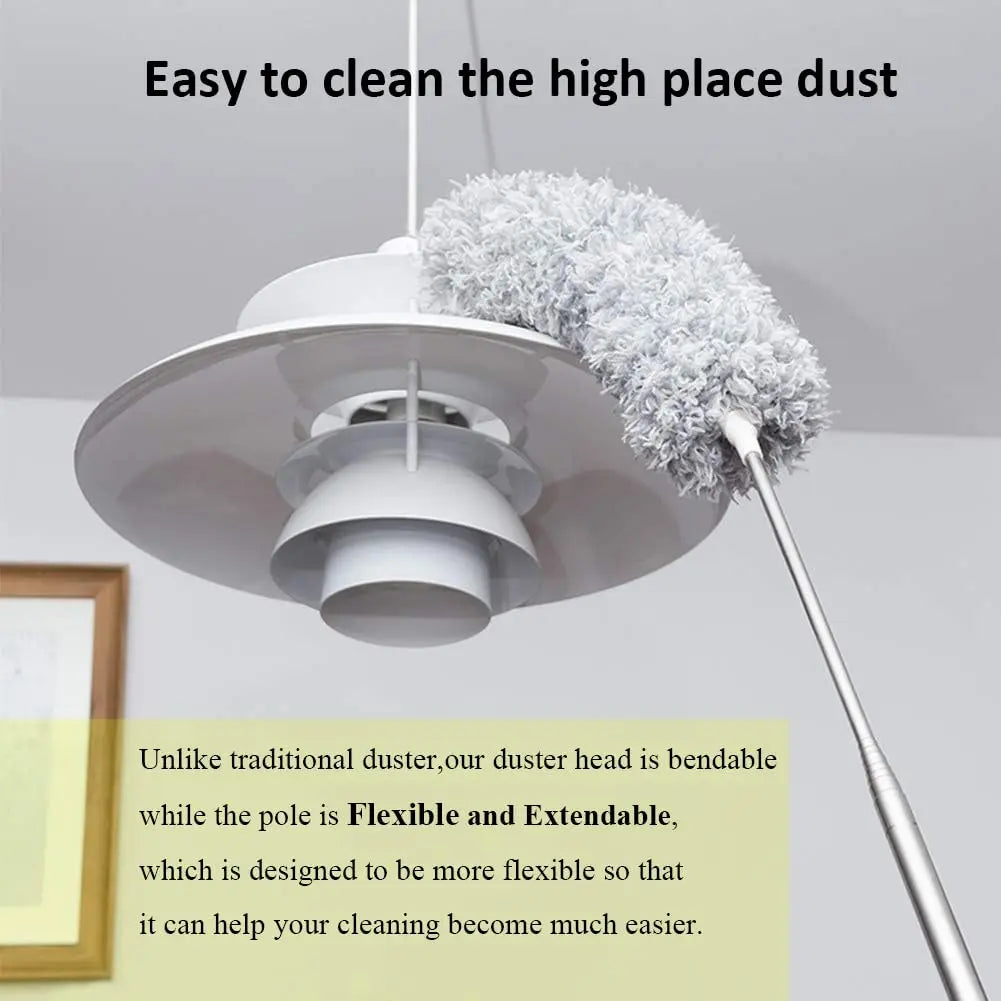 Adjustable and Bendable Microfiber Duster - Washable and Reusable Cleaning Tool for High Ceilings, Furniture, and Vehicles