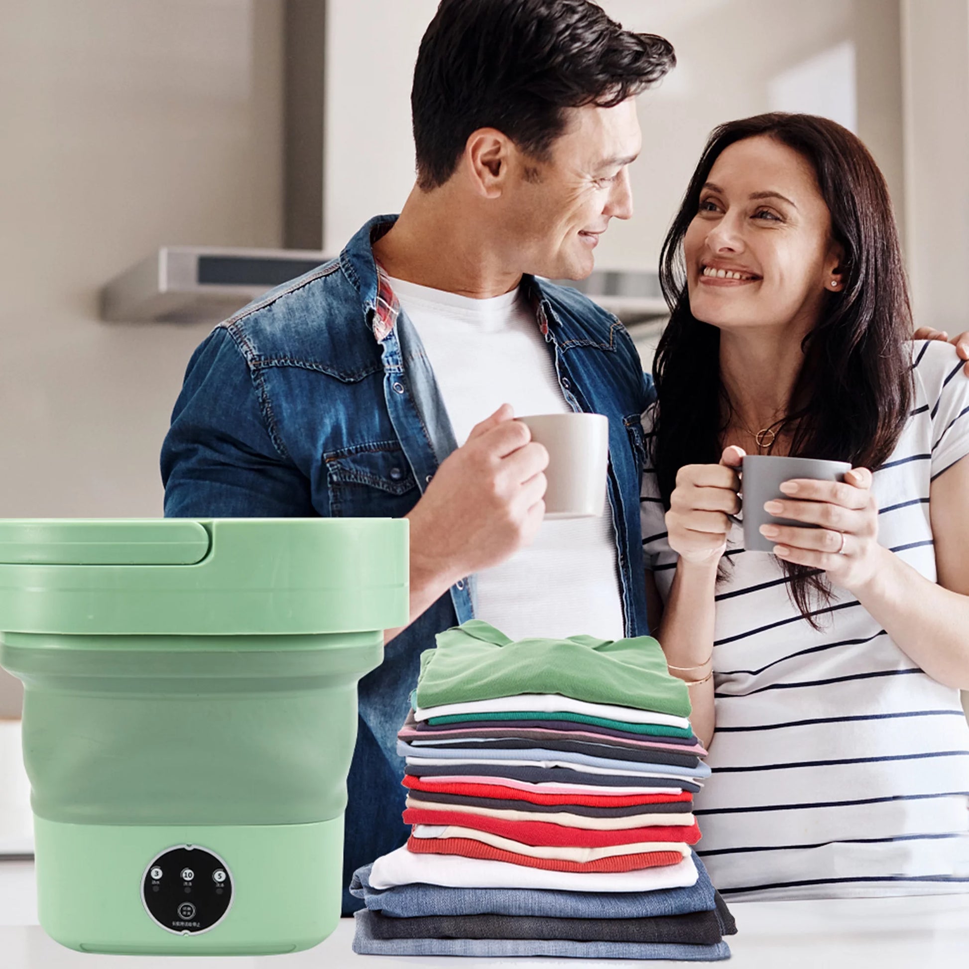 6.5L Compact Foldable Washing Machine for Apartments, Camping, RVs, and Travel - Ideal for Underwear, Socks, and Baby Clothes (110V-260V)