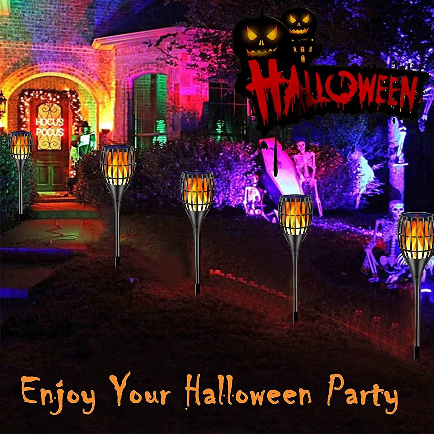 Outdoor Solar Torch Lights, 43" Flickering Flame Design, Waterproof Landscape Lighting with Dusk to Dawn Auto On/Off Feature, Ideal for Yard, Patio, and Driveway, 4-Pack