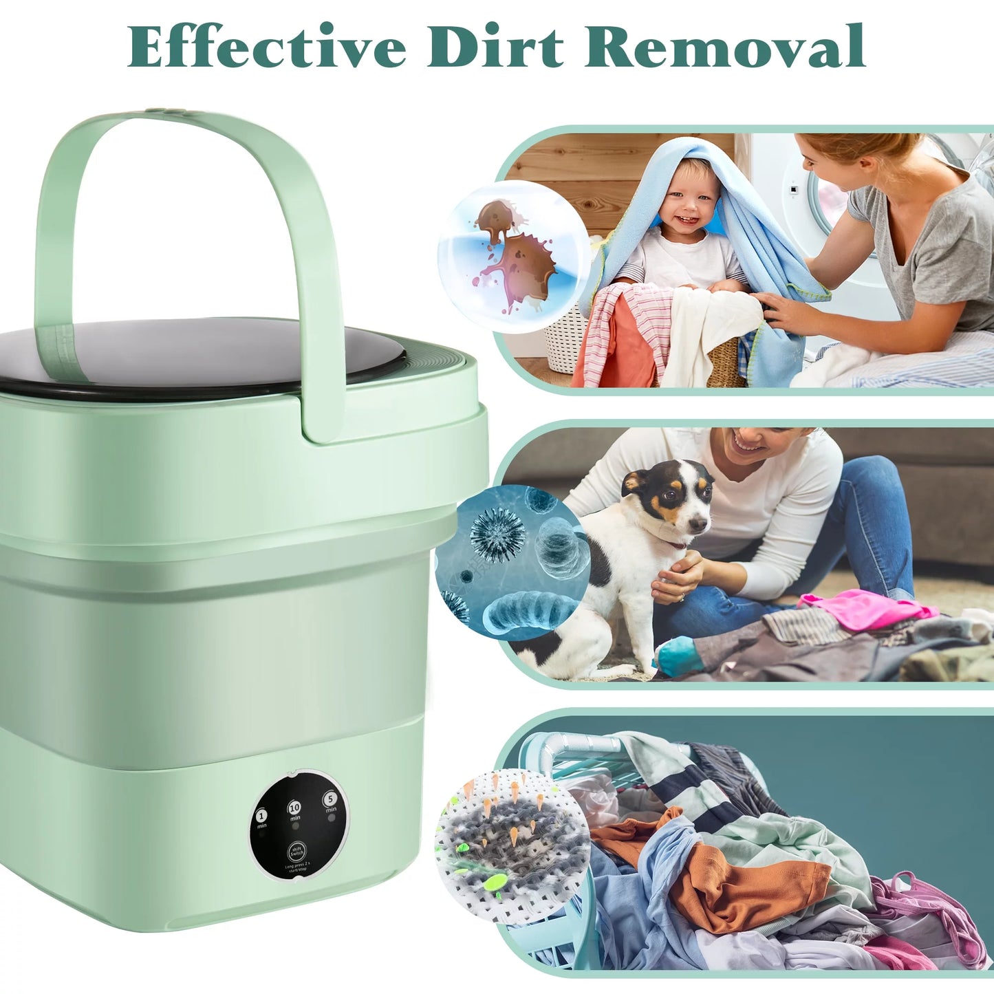 6.5L Compact Foldable Washing Machine for Apartments, Camping, RVs, and Travel - Ideal for Underwear, Socks, and Baby Clothes (110V-260V)