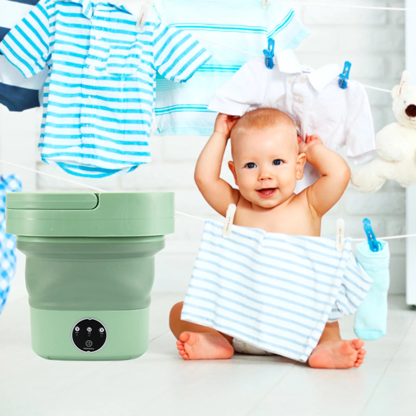 6.5L Compact Foldable Washing Machine for Apartments, Camping, RVs, and Travel - Ideal for Underwear, Socks, and Baby Clothes (110V-260V)