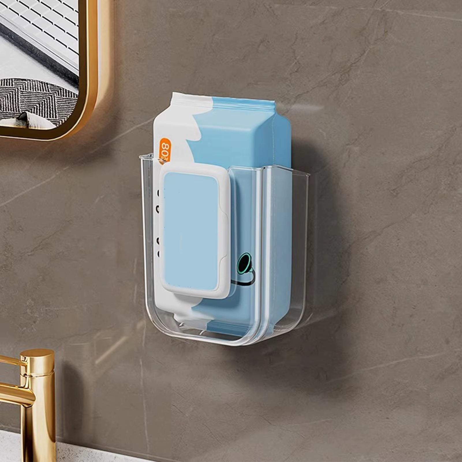 Wall-Mounted Self-Adhesive Wet Wipes Dispenser for Kitchen and Bathroom