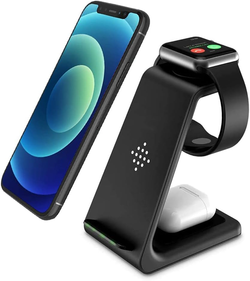 3-in-1 Fast Qi Wireless Charging Station Dock for Apple Watch, AirPods, and iPhone 16/15/14/13/12/11/X/8 - Ideal Gift for Men and Women