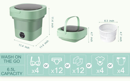 6.5L Compact Foldable Washing Machine for Apartments, Camping, RVs, and Travel - Ideal for Underwear, Socks, and Baby Clothes (110V-260V)