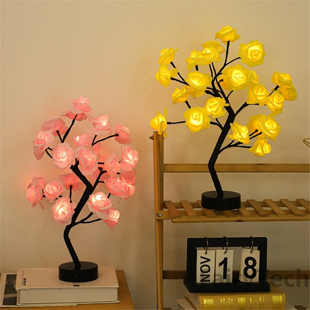LED Rose Flower Table Lamp - USB Fairy Lights for Christmas, Weddings, and Home Decor - Ideal Gift for Mother's Day