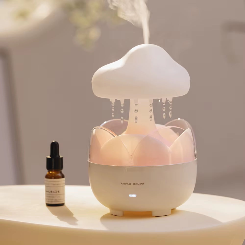 Mushroom Rain Air Humidifier and Aroma Diffuser with Colorful Night Lights and Relaxing Water Drop Sounds