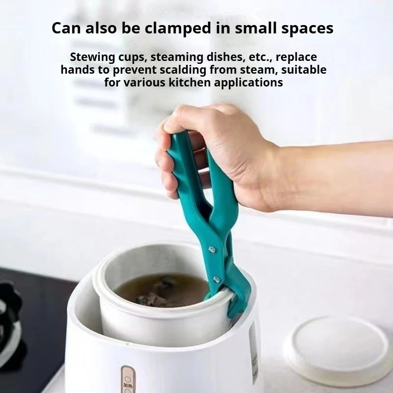 Silicone Anti-Scald Kitchen Clip - One-Handed Multi-Angle Clamp for Steaming, Bowls, and Plates