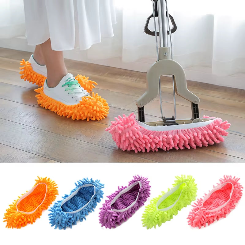 Chenille Dust Mop Slippers for Efficient Floor Cleaning and Dusting