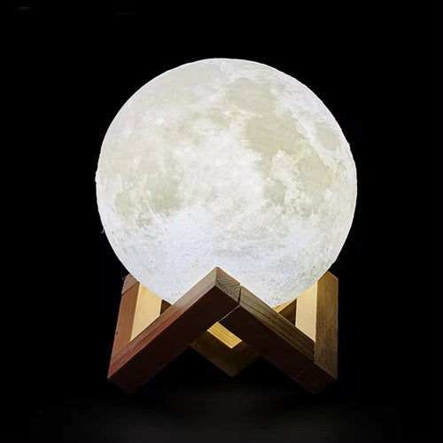 Enchanting 3D Printed Rechargeable Moon Lamp with Touch Switch - Perfect LED Night Light for Bedroom Decor & Unique Birthday Gift
