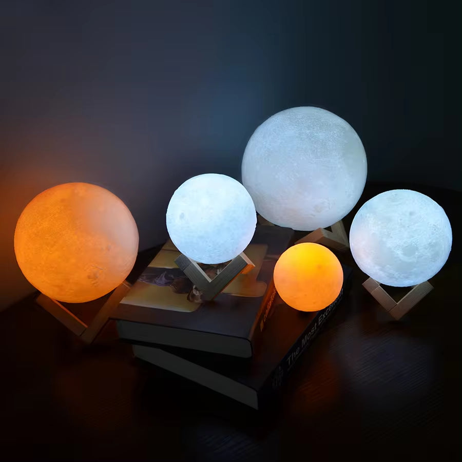 Enchanting 3D Printed Rechargeable Moon Lamp with Touch Switch - Perfect LED Night Light for Bedroom Decor & Unique Birthday Gift