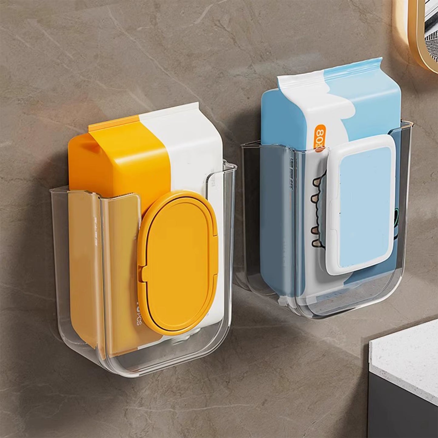 Wall-Mounted Self-Adhesive Wet Wipes Dispenser for Kitchen and Bathroom