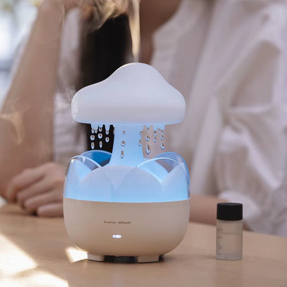 Mushroom Rain Air Humidifier and Aroma Diffuser with Colorful Night Lights and Relaxing Water Drop Sounds