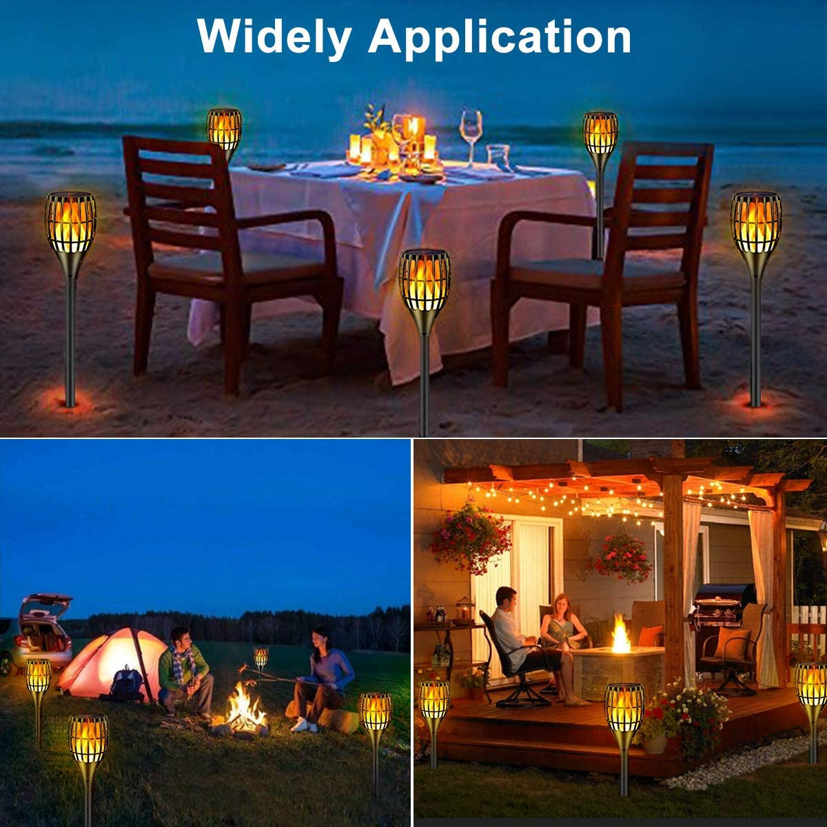 Outdoor Solar Torch Lights, 43" Flickering Flame Design, Waterproof Landscape Lighting with Dusk to Dawn Auto On/Off Feature, Ideal for Yard, Patio, and Driveway, 4-Pack