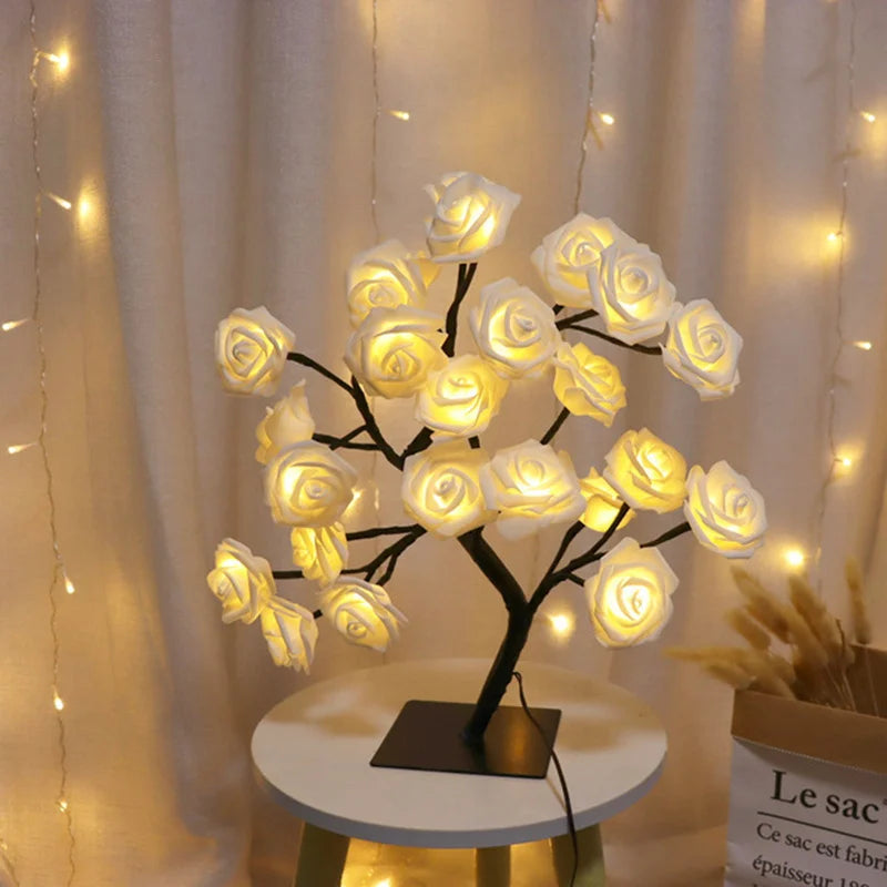 LED Rose Flower Table Lamp - USB Fairy Lights for Christmas, Weddings, and Home Decor - Ideal Gift for Mother's Day