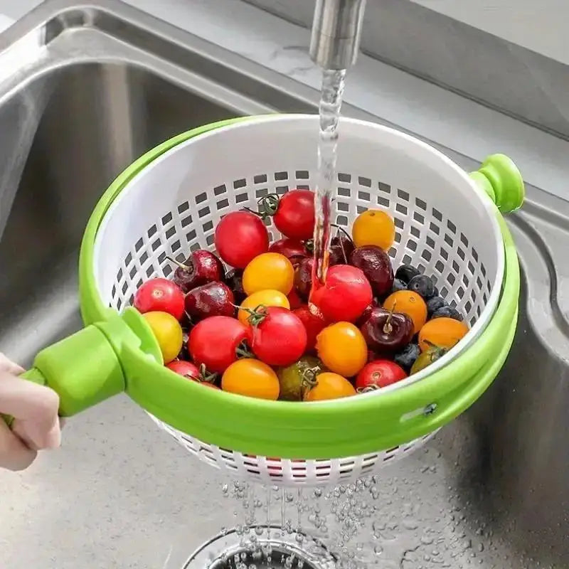Professional Rotating Drainage Basket for Vegetable and Fruit Cleaning and Dehydration