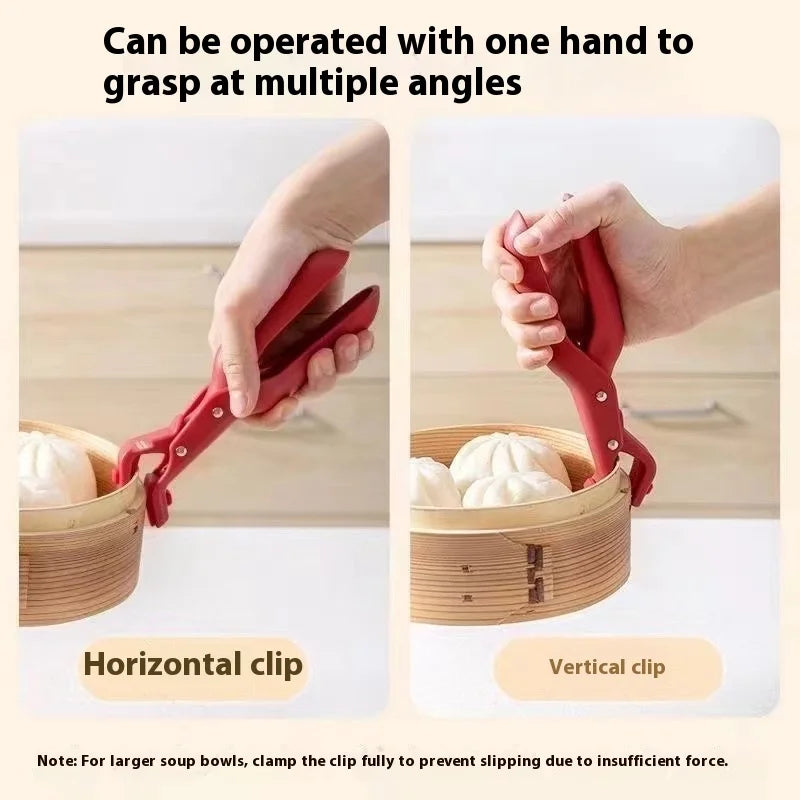 Silicone Anti-Scald Kitchen Clip - One-Handed Multi-Angle Clamp for Steaming, Bowls, and Plates