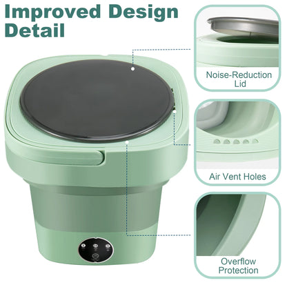 6.5L Compact Foldable Washing Machine for Apartments, Camping, RVs, and Travel - Ideal for Underwear, Socks, and Baby Clothes (110V-260V)
