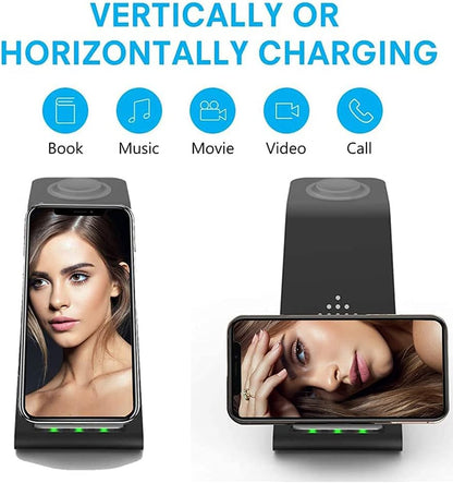 3-in-1 Fast Qi Wireless Charging Station Dock for Apple Watch, AirPods, and iPhone 16/15/14/13/12/11/X/8 - Ideal Gift for Men and Women