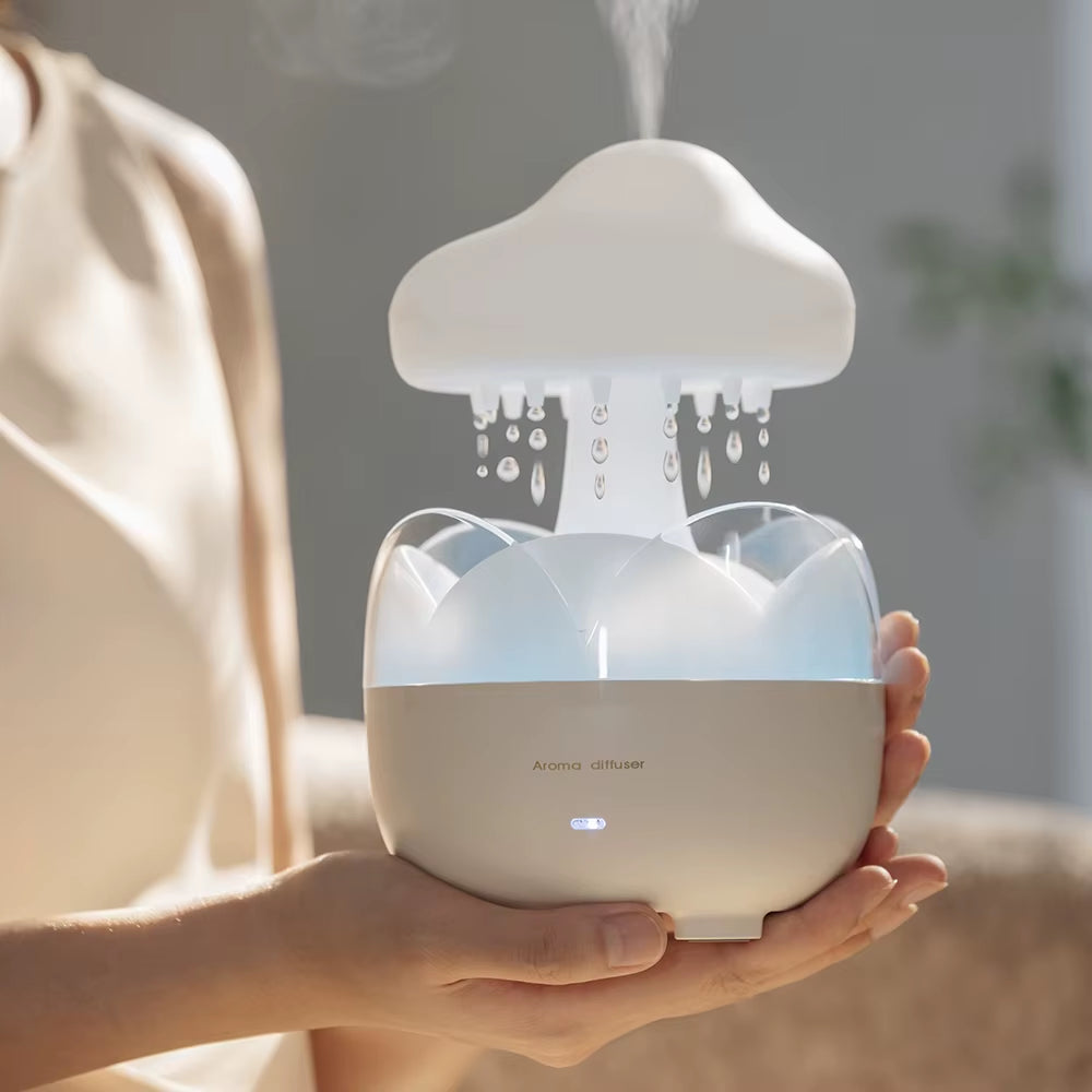 Mushroom Rain Air Humidifier and Aroma Diffuser with Colorful Night Lights and Relaxing Water Drop Sounds